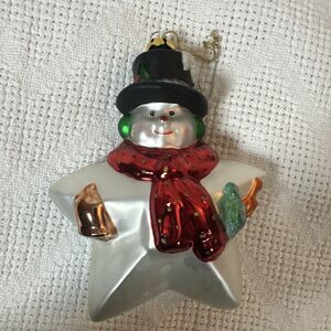 Vintage Thomas Pacconi Glass Snowman Star-Shaped Christmas Ornament